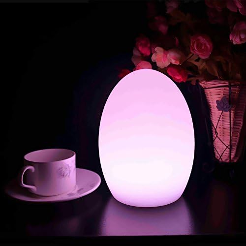 Table Night Mood Lamp,Coolqing Waterproof Decorative Bedroom Table Egg Night Light,RGBW 16 Colors,Rechargeable,IR Remote,Ideal for Bedroom,Restaurant,Bar,Party, Indoor &amp; Outdoor Lightning Decor