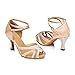 Rhinestones Ballroom Dance Shoes Women Latin Salsa Bachata Performance Dance Shoes Suede Sole (6, Nude-2.5inch Heels)