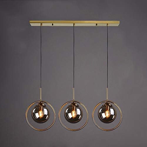 DLGGO Creativity Bedroom Chandelier, Nordic Modern Simple Iron Pendant Light American Industry Kitchen Island Spherical Glass Lampshade E14 Restaurant Ceiling Hanging Lamp, Bar Cafe Neutrallight