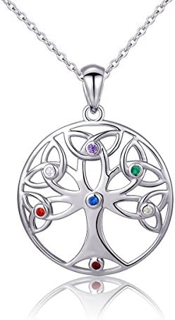 925 Sterling Silver Irish Trinity Celtic Knot Tree of Life Pendant Necklace, Rolo Chain 18"