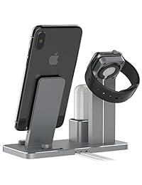 Soporte de carga compatible para Apple Watch Stand 2 en 1 de aluminio para AirPods Estación de carga Dock para Apple Watch Series 3 2 1 AirPods iPhone X 8 8Plus 7 7 Plus 6S 6S Plus