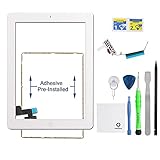 FixCracked for iPad 2 (2nd Generation) Touch Screen Glass Digitizer Replacement, Home Button Assembly, Midframe Bezel, Pre-installed Adhesive Tape, Wifi Antenna with Tools,White