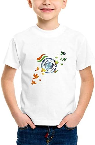 Limit Fashion Store - India Flag Wheel with Flying Birds Kids T-Shirt (Boys/Girls)