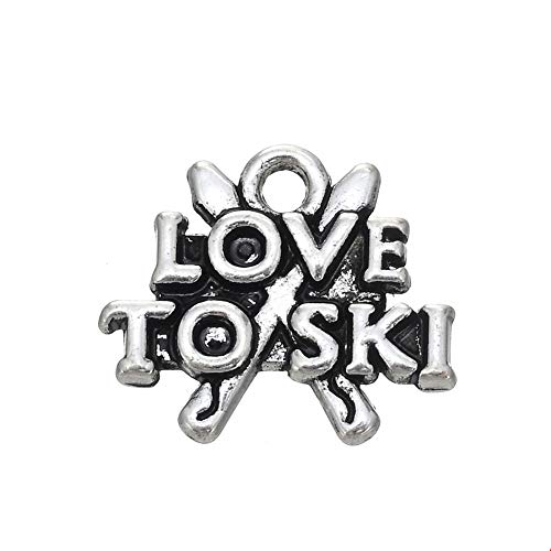 Bingo Point 30PCS Ancient Alloy Christmas Jewelry Charm Love to SKI Dangle Charms Fit for DIY Dangle Necklace&Bracelet