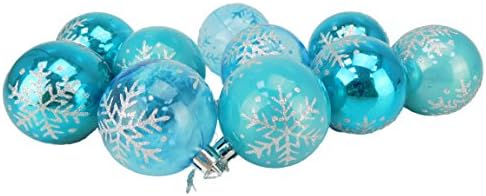 Christmas Concepts® Pack of 10-60mm Christmas Tree Baubles - Shiny, Pearl & Transparent Snowflake Decorated Ornaments (Ice Blue)
