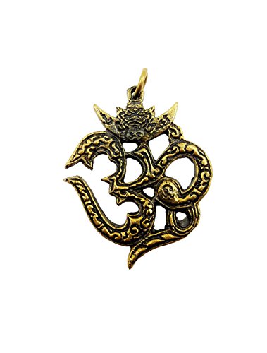 Brassy om ohm aum sacred symbol hindu god deity sign hinduism lucky success creation hindu pendant life protection
