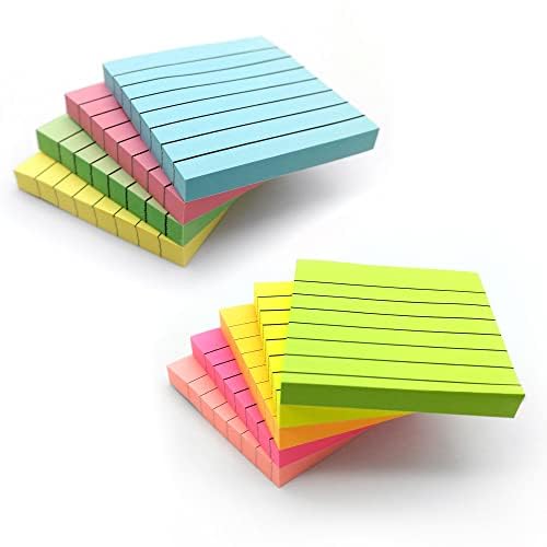 Evergreen Goods 8 Pastel & 12 Neon (20 Pads Total) Sticky Notes Lined Sticky Notes | 76 x 76 mm (3" x 3") | for to Do Lists & Revision Supplies | Memo Pads for Office, School, Meetings