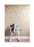 Posh Dots Metallic Gold Circle Wall Decal Stickers for Festive Baby Nursery Kids Room Trendy Cute Fun (200 Decals) Vinyl Removable Round Polka Dot Decor Safe for Wall Paint Confetti