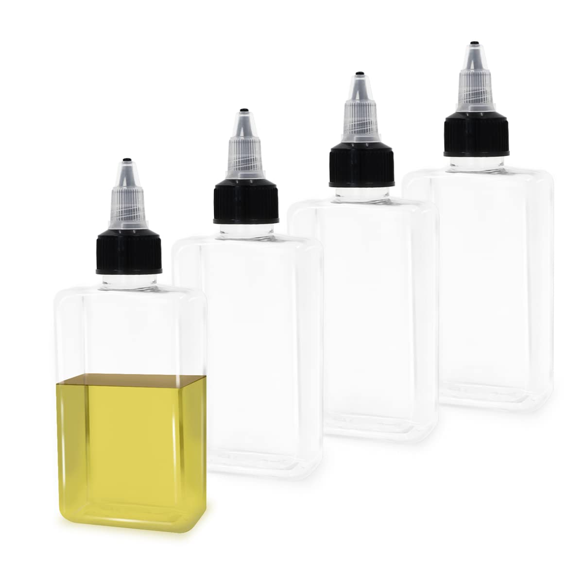 LELE LIFE 4Pcs Small Oil Dispenser Bottle for Camping, 100ml Leak-Proof Squeeze Condiment Bottle with Twist Top Cap, Outdoor Dispensing Bottles for Oil Soy Sauce Vinegar — image 1
