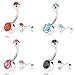 Ghome 15 Piece a Set Belly Button Ring, Body Jewelry Navel Piercing Made of Titanium Surgical Steel, Mix Colors Cute Cool Sexy Design Diamond Ball (A:15 PCS)