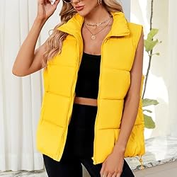 Century Star Yellow Puffer Vest Women Puffer Vest