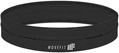 Best Running Belt Waist Pack for All Workouts by MoveFit Offers Spacious Storage for Phone Keys Cash, Low Profile Design, No Bounce to Enhance All Fitness Activities-Run, Hike, Cycle! (Black, X-Large)