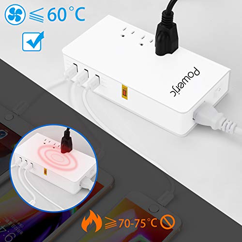 Voltage Converter Adapter Universal International Power 220V to 110V with 3 USB Smart Charging Ports,for Hair Curler Flat Iron White-Powerjc