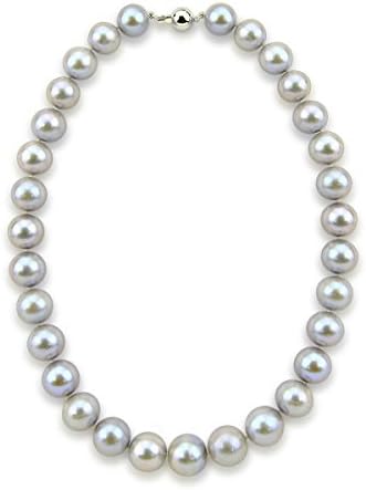 14K White Gold 11-14mm Grey Freshwater Cultured Pearl Necklace 20 Inches