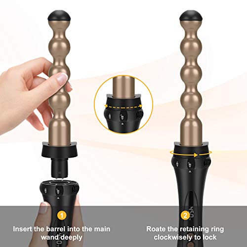 Prizm 5in1 Curling Iron Wand Set, LED Display, 11 Temp Settings, 0.6