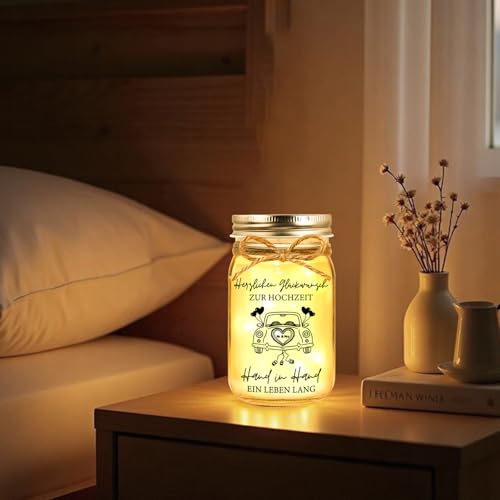 Hiipeefeel Money Gift Wedding Gifts for Bride and Groom, LED Bottle Light Money Box, Engagement Gift for Both, Honeymoon, Honeymoon, Honeymoon, Gift for Bride and Groom
