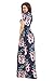 Lovezesent Women's Floral Print Round Neck Cap Sleeve Maxi Casual Dress Large Blue1