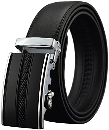 GAFASTWO Men's Genuine Leather 35mm Ratchet Dress Belt with Automatic Buckle Holeless