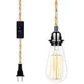 Industrial 15ft Pendant Light Cord -Plug in Hanging Light Fixture, 15FT Farmhouse Pendant Lamp Lights Cord with Switch Cord f