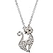 Heirloom Finds Sparking Crystal Kitten Cat Animal Pendant Necklace Silver Tone