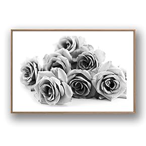 Framed Canvas Wall Art for Living Room, Bedroom Grey Rose Flowers Canvas Prints for Modern Home Decoration Ready to Hang - 16"x24" inches