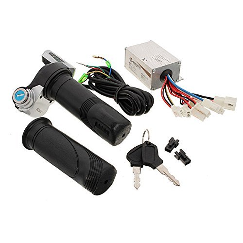 Oda Motorcycle Brush Speed Controller + Scooter Throttle Twist Grips with Keys Motorbike Powersports Waterproof Electric Parts 24V 250W