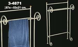 DonRegaloWeb - Toallero de hierro forjado de 2 barras en color blanco