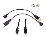 Wpeng (1-Set) Up / down Micro USB Cable Cord, USB 2.0 Male to Micro USB 90 degree Angled Male Charging Cable Cord - Black