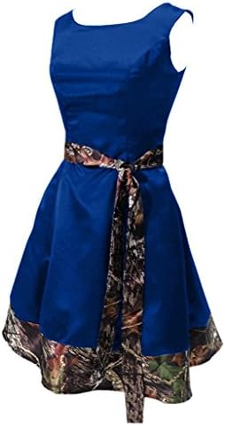 Oumans Camouflage Ribbon Short Prom Gowns Homecoming Graduation Dresses Blue us14