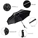 tinams Windproof Umbrella, Black Automatic Folding 10 Ribs Umbrella with Teflon Coating,Free Leather Cover (Black)