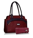 Fantosy women maroon and purple handbag and wallet FNB-325_079