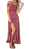 Women Dresses Evening for Long Summer and Split Floral Dresses From Koobea Red Large