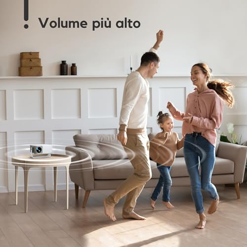 Projector AKIYO O1 Portable Projector 15000 Lumens, 2026 Upgraded 4K Video Projector Support Full HD 1080P, Car Keystone, 50% Zoom, 360° Rotatable for Phone/TV Stick/HDMI/USB/TF