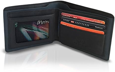 RFID Blocking Wallet - Genuine Leather Wallet Bi-fold - Best Stylish Slim Wallet for Men Bifold - RFID Blocking large travel wallet to protect your credit card (Black)