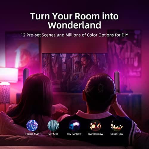 Smart LED Light Bars Gaming Decor: Smart WiFi RGB Lighting - 32 Colors 12 Scenes Ambient Lights - Sync with Music/Video/Game - APP Remote Voice Control - Easy Setup for Room Decorations