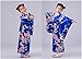 Elibelle Japanese traditional dress kimono robe for kids girls costume(Blue130cm)