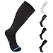 Wanderlust Everyday Use Graduated Compression Socks - Support Stockings for Men & Women - Black/Blue Large
