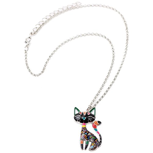 Bonsny-Statement-Enamel-Alloy-Chain-Cat-Necklaces-Pendant-Original-Design-For-Women-Girls