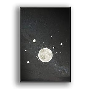 Framed Canvas Wall Art for Living Room, Bedroom Moon with Bright Canvas Prints for Modern Home Decoration Ready to Hang - 16"x24" inches