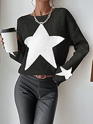 SOLY HUX Women's Star Print Long Sleeve Crewneck
