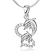 Chuvora 925 Sterling Silver Cubic Zirconia CZ Twin Heart Mom and Baby Dolphin Fish Love Pendant Necklace 18