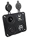 Cllena Dual USB Charger + LED Voltmeter + 12V Power Socket + ON-Off Button Switch Four Hole Panel for Car Boat Marine Truck Motorcycle RV ATV Vehicles GPS Mobile Phone Camera Mp3