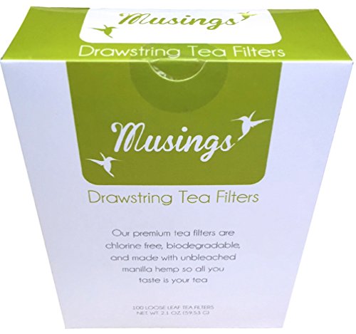 Click Here to See More Images Premium Drawstring Tea Bags For Loose Leaf, Disposable Filters, Strong, No Mess Tag, All Natural Infuser, Compostable, Unbleached Manilla Hemp Paper