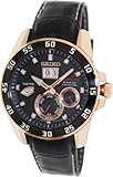 Seiko Sportura Black Dial Black Leather Mens Watch SNP056