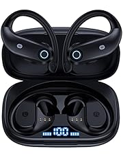OKEEFE 48Hrs Playback Wireless Earbuds Bluetooth Headphones with Earhooks and Wireless Charging Case Over Ear Waterproof Earphones with Mic for Sports Running Workout iOS Android TV Phone Laptop