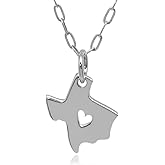 EnCharmed Sterling Silver Heart of Texas Charm Necklace, Lone Star State Pendant Jewelry, 18"