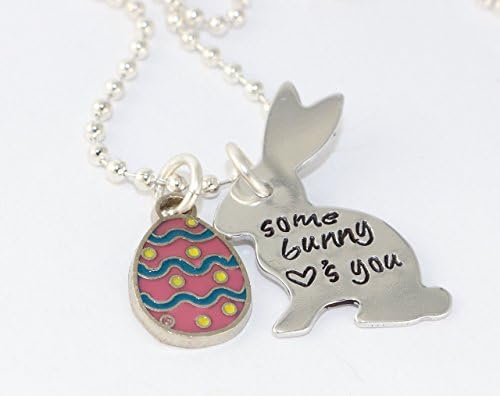 Easter Bunny Charm Necklace - Rabbit - Some Bunny Loves You - Gift for Girl