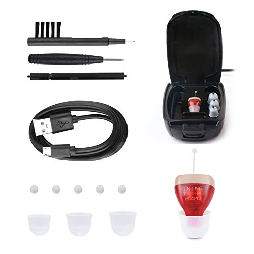 TKING Rechargeable Hearing Amplifier for Adults,Superior Noise Reduction & Feedback Cancelling,Aid and Assist Hearing,Fit Both Right and Left Ear