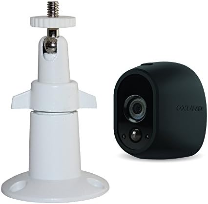 White Smart Security Wall Mount - Adjustable Indoor/Outdoor Aluminum Premium Quality Rust Free Mount with Black Silicone Skin for Arlo Cam by OXUNO