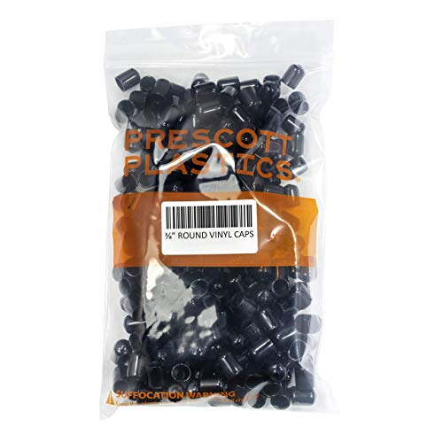 Prescott Plastics 3/8 Inch Round Black Vinyl End Cap, Flexible Pipe